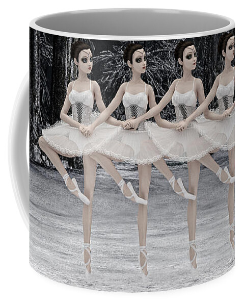 4 Little Swans Coffee Mug featuring the digital art 4 Little Swans by Two Hivelys