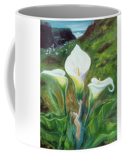 Masks Coffee Mug featuring the painting Lilly Love by Sofanya White