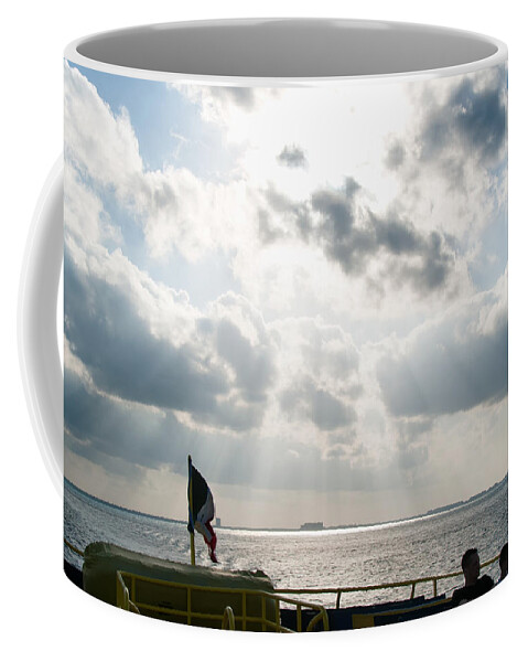 Mexico Quintana Roo Coffee Mug featuring the digital art On The Way to Isla Muheres #4 by Carol Ailles