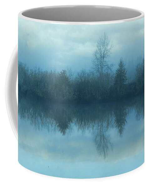 Reflections Lake Coffee Mug featuring the photograph Reflections blue lake by Cathy Anderson