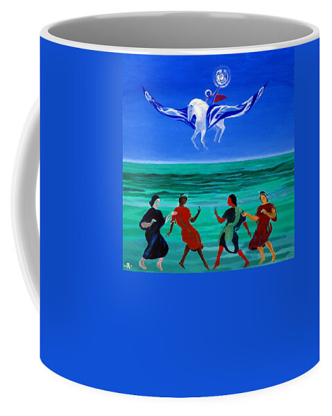 Flamingo Coffee Mug featuring the painting Sons of the Sun by Enrico Garff
