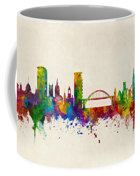 Sunderland Coffee Mug featuring the digital art Sunderland England Skyline by Michael Tompsett