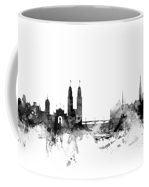 Zurich Coffee Mug featuring the digital art Zurich Switzerland Skyline by Michael Tompsett