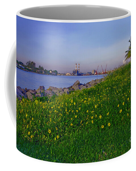 Lake Worth Inlet Coffee Mug featuring the photograph 43- Smokestacks and Sunflowers by Joseph Keane
