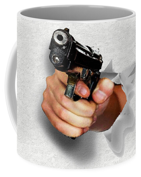 45 Caliber Coffee Mug featuring the painting You Lookin At ME? by Tony Rubino