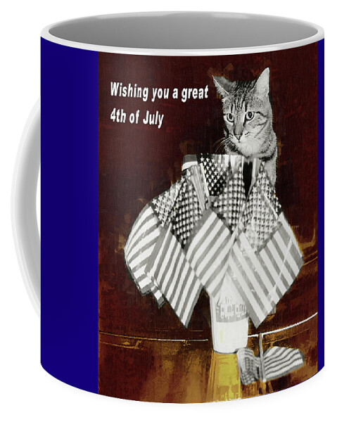 Holidays Coffee Mug featuring the photograph 4th of July cat by Laura Smith