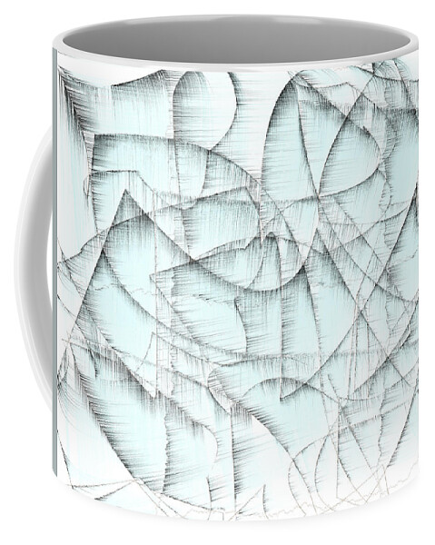 Rithmart Abstract Fade Fading Lines Organic Random Computer Digital Shapes Changing Colors Directions Fading Lines Shapes Widnes Coffee Mug featuring the digital art 4x3.175-#rithmart by Gareth Lewis