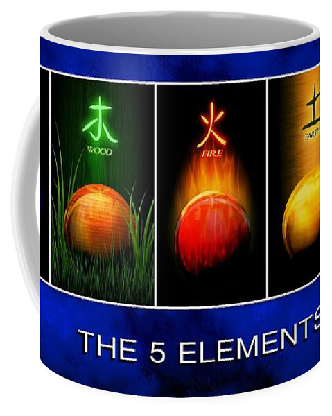 5 Elements Coffee Mug featuring the digital art Asian Art 5 ELEMENTS of TCM by John Wills