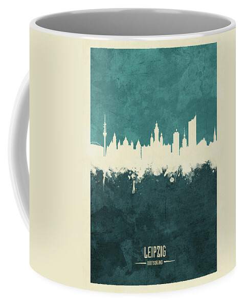Leipzig Coffee Mug featuring the digital art Leipzig Germany Skyline by Michael Tompsett