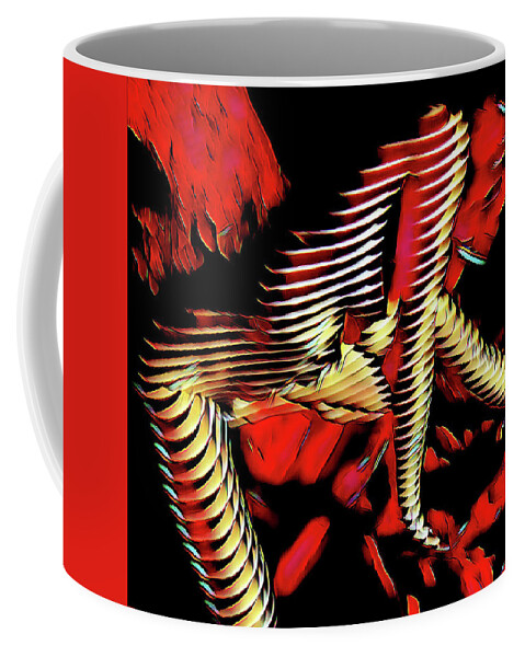 Window Blinds Coffee Mug featuring the digital art 5787s-MAK Nude Woman Art Rendered in Red Palette Knife Style by Chris Maher