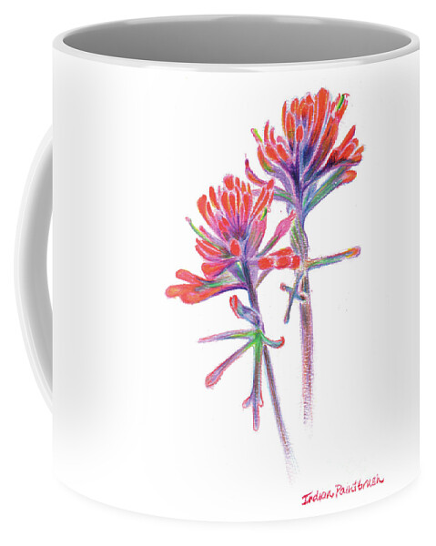 Indian Paintbrush Coffee Mug featuring the drawing 5x7paintbrush by Shelley Myers