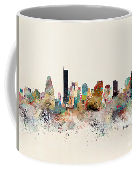 Boston City Skyline Coffee Mug featuring the painting Boston City Skyline by Bri Buckley