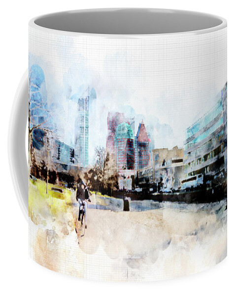 The Hague Coffee Mug featuring the digital art City Life In Watercolor Style #6 by Ariadna De Raadt