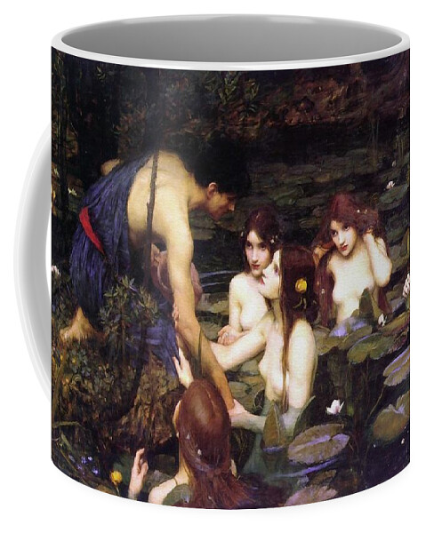 John William Waterhouse Coffee Mug featuring the painting Hylas And The Nymphs #6 by John William Waterhouse