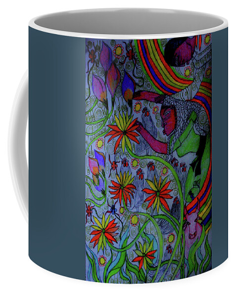 Ria Ssali Coffee Mug featuring the painting Kintu and Nambi A Folktale #6 by Gloria Ssali