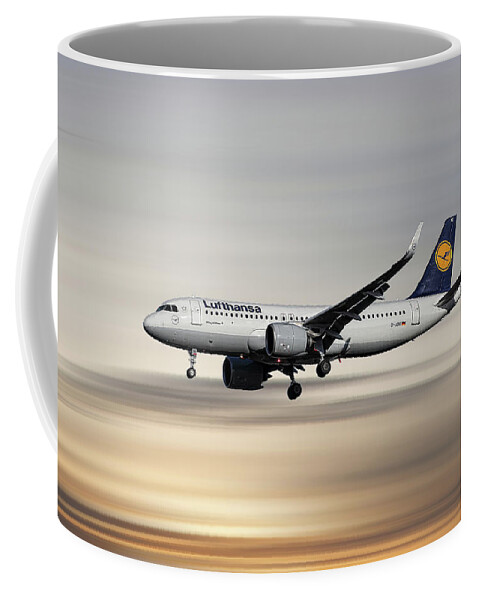Lufthansa Coffee Mug featuring the mixed media Lufthansa Airbus A320-271N #6 by Smart Aviation