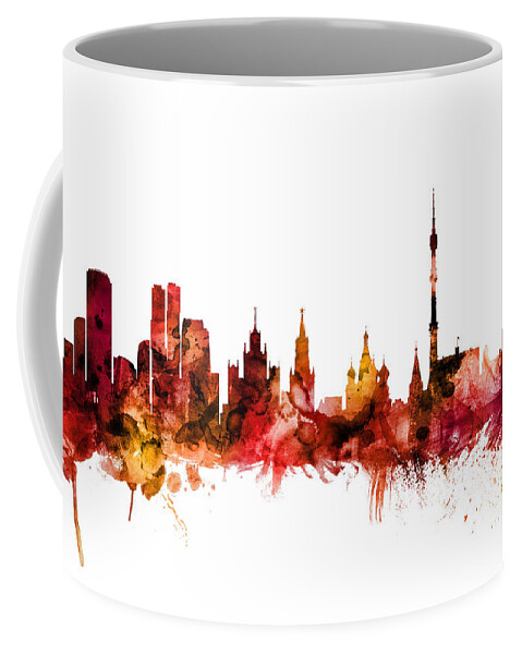 Moscow Coffee Mug featuring the digital art Moscow Russia Skyline by Michael Tompsett