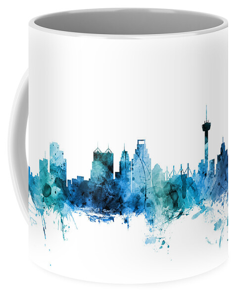 San Antonio Coffee Mug featuring the digital art San Antonio Texas Skyline by Michael Tompsett