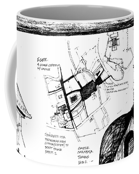 Sustainability Coffee Mug featuring the drawing 6.42.Hungary-4-detail-m by Charlie Szoradi
