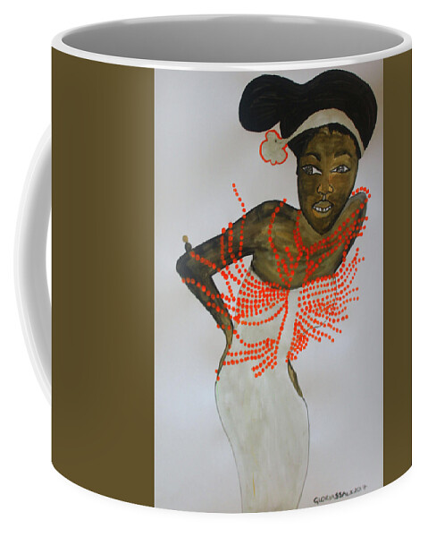  Coffee Mug featuring the painting Dinka Bride - South Sudan #65 by Gloria Ssali