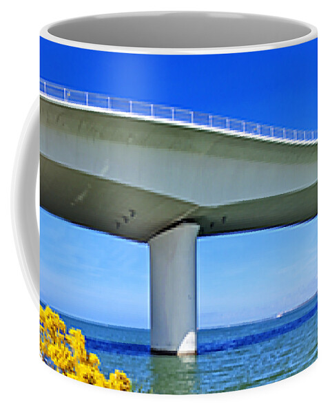 Sarasota Coffee Mug featuring the photograph 6X1 Sarasota Skyline With Ringling Causeway Bridge by Rolf Bertram
