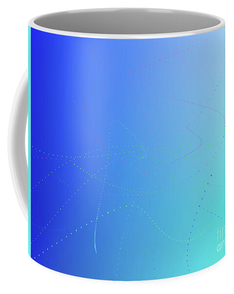 Abstract Coffee Mug featuring the digital art Dynamic and Bright Linear Sphere with Colorful Gradient #7 by Eiko Tsuchiya