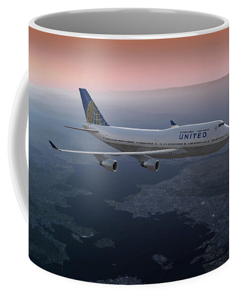 Airplane Coffee Mug featuring the digital art 747twilight by Mike Ray