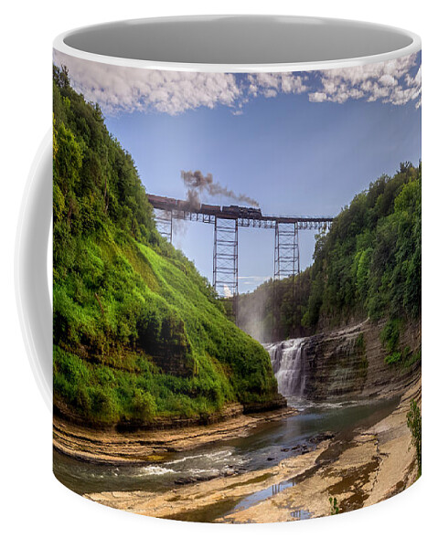 Nickel Plate 765 Coffee Mug featuring the photograph 765 Over Upper Falls 2 by Mark Papke