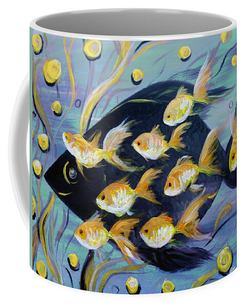 Fish Coffee Mug featuring the painting 8 Gold Fish by Gina De Gorna