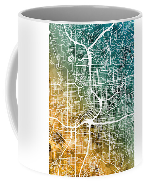 Street Map Coffee Mug featuring the digital art Atlanta Georgia City Map by Michael Tompsett