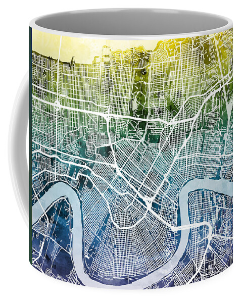 Street Map Coffee Mug featuring the digital art New Orleans Street Map #8 by Michael Tompsett