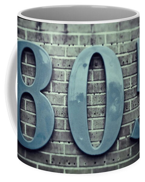805 Coffee Mug featuring the photograph 805 Sea Blue on Brick by Tony Grider