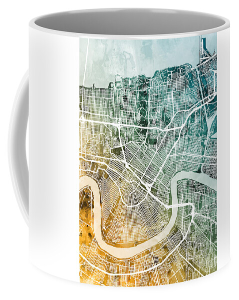 Street Map Coffee Mug featuring the digital art New Orleans Street Map by Michael Tompsett