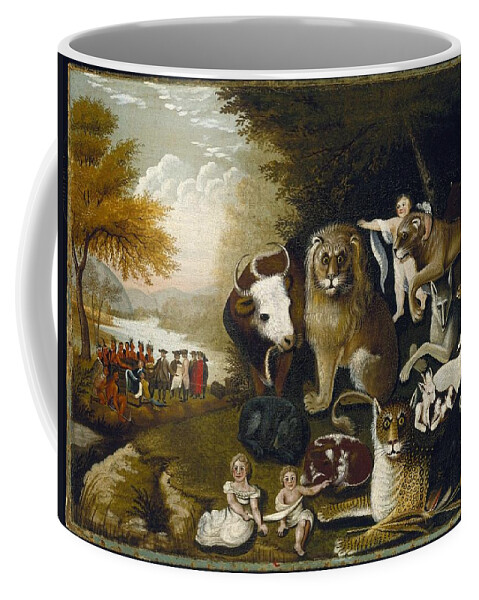 Edward Hicks (american Coffee Mug featuring the painting The Peaceable Kingdom by MotionAge Designs