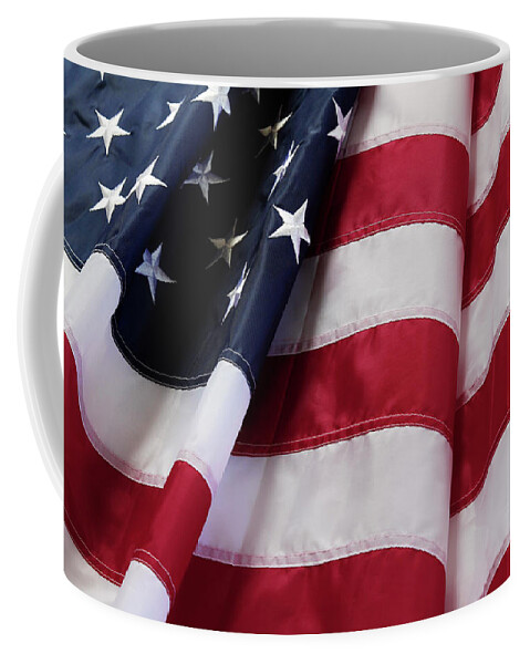 Independence Day Coffee Mug featuring the photograph USA flag 25 by Les Cunliffe