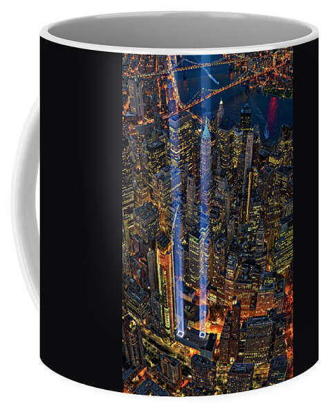 September 11 Coffee Mug featuring the photograph 911 NYC Tribute In Light by Susan Candelario