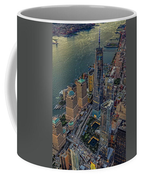 World Trade Center Coffee Mug featuring the photograph 911 Reflecting Pools Aerial View by Susan Candelario