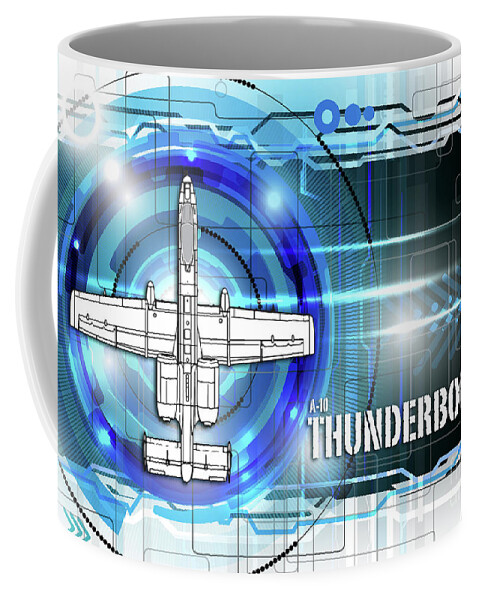 A-10 Coffee Mug featuring the digital art A-10 Thunderbolt II Blueprint by Airpower Art
