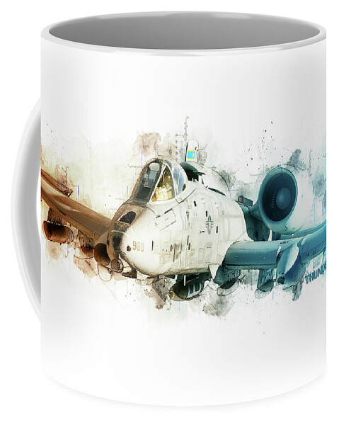 A-10 Coffee Mug featuring the digital art A-10 Thunderbolt Tech by Airpower Art
