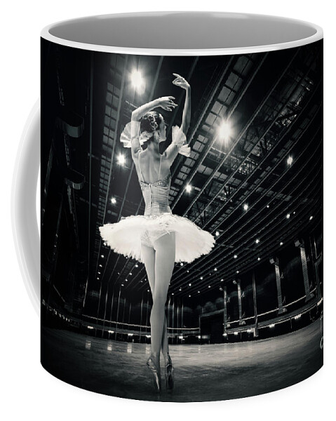 Ballet Coffee Mug featuring the photograph A beautiful ballerina dancing in studio by Dimitar Hristov