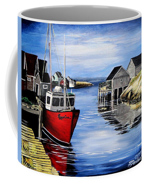 Peggys Cove Coffee Mug featuring the painting A Beautiful Day at Peggy's Cove by Pat Davidson
