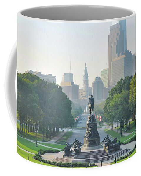 Beautiful Coffee Mug featuring the photograph A Beautiful View Down The Parkway - Philadelphia by Bill Cannon