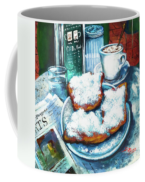 New Orleans Food Coffee Mug featuring the painting A Beignet Morning by Dianne Parks