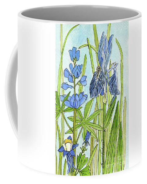Watercolor Print Coffee Mug featuring the painting A Blue Garden by Laurie Rohner
