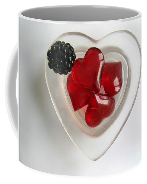 Heart Coffee Mug featuring the photograph A Bowl of Hearts and a Blackberry by Ausra Huntington nee Paulauskaite