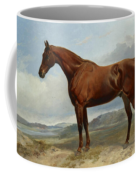 Richard Ansdell Coffee Mug featuring the painting A Chestnut Hunter in a Landscape by Richard Ansdell