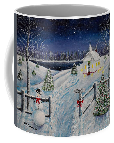 Snowy Christmas Coffee Mug featuring the painting A Christmas Eve by Melvin Turner