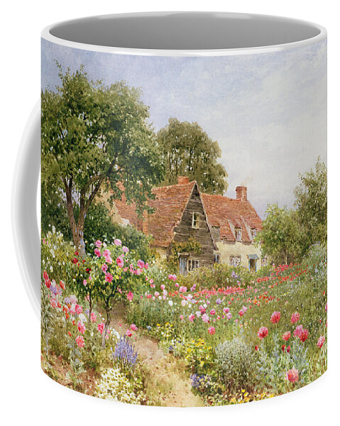 The Cottar's Pride Coffee Mug featuring the painting A Cottage Garden by Henry Sutton Palmer