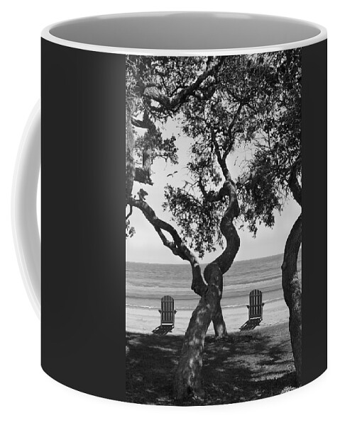 Seascape Coffee Mug featuring the photograph A Day At The Beach BW by Mike McGlothlen