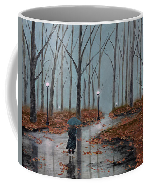  Winter Coffee Mug featuring the painting A Dreary Autumn Evening by Ken Figurski